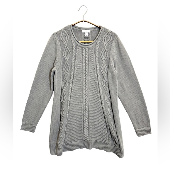 Susan Graver Womens Sweater Tunic Cable Knit Grey size M - Picture 1 of 8